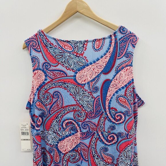 Ruby Rd Womens Plus Size 1X Asymmetrical Puff Paisley Midi Dress in Blue $73 - Picture 5 of 7